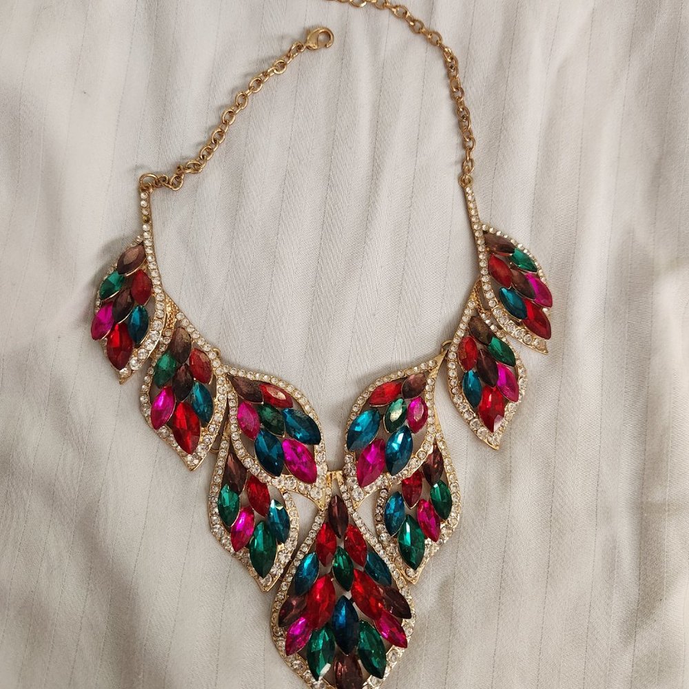 Natasha gold show-stopping jeweled necklace Burning man festival vintage